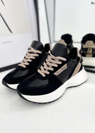 Крутезные кроссовки, черные, натуральная кожа/ замша