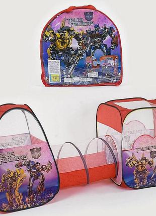 Палатка детская игровая 2 домика с переходом-тоннелем трансформеры 270 х 92 х 92 см  8015 tf
