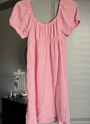 Розовое летнее платье с пышными рукавами2 фото