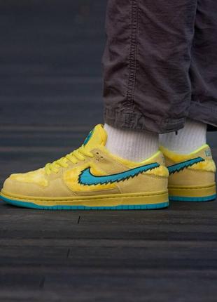 Кроссовки мужские, женские nike sb dunk low grateful dead bears yellow желтые, найк сб данк