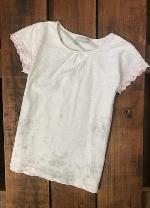Дитяча бавовняна футболка з мереживом next (некст 10-11 років 140-146 см оригінал рожева)