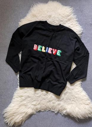 Джемпер реглан кофта свитер свитшот с надписью верь believe