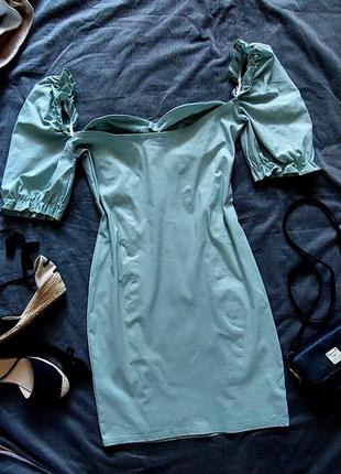 Жіночна сукня, у ніжно м'ятному кольорі. гарно лягає на тіло ,та ідеально для пишних грудей.6 фото