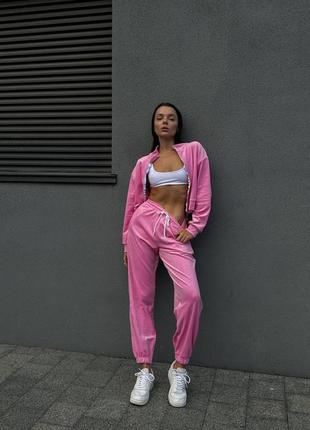 Спортивный костюм велюровый кофта на молнии + штаны джоггеры люкс качество 🩷