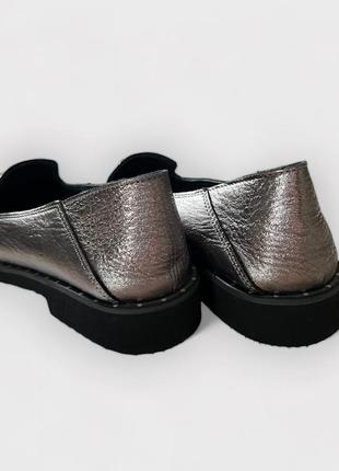 Балетки/ туфли серебристые, мягкая натуральная кожа.3 фото