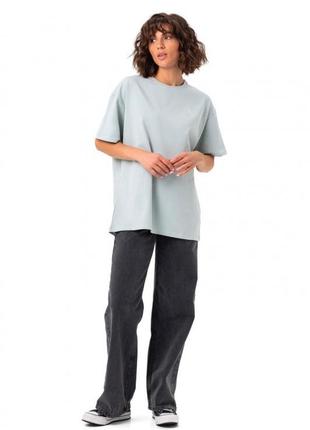 Футболка женская базовая, хлопковая, оверсайз, однотонная, оливковая4 фото