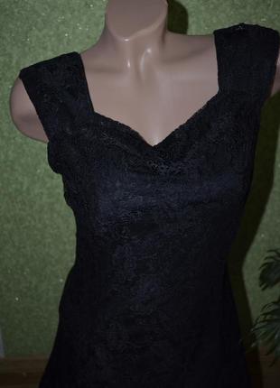 Шикарное черное ажурное платьице на подкладке3 фото