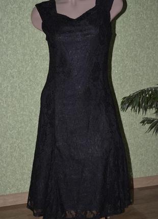 Шикарное черное ажурное платьице на подкладке