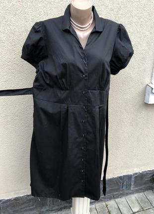 Новое,чёрное платье-халат на застежке,хлопок,большой размер, батал,6 фото