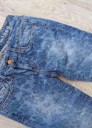 Синие джинсы с цветочным узором || always skinny || poзмер s2 фото