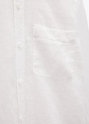 Льняна сорочка zara білого кольору4 фото