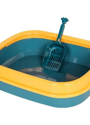 Туалет лоток для кошек с лопаткой taotaopets 225501 46*38*13 см indigo 15шт