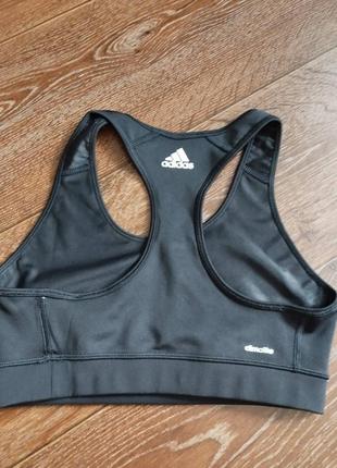 Женский черный топ топик спортивный adidas для йоги фитнеса и спорта4 фото