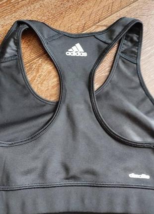 Женский черный топ топик спортивный adidas для йоги фитнеса и спорта2 фото