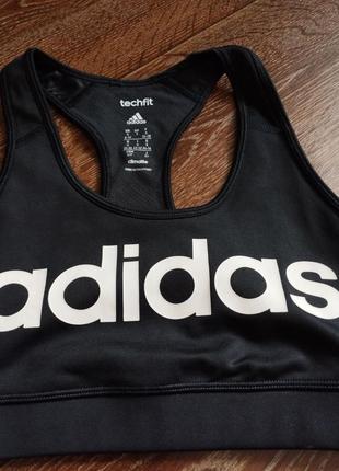 Женский черный топ топик спортивный adidas для йоги фитнеса и спорта1 фото