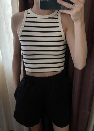 Шорты льняные черные h&m бермуды