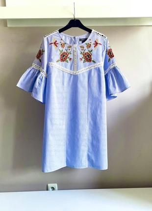 Натуральное хлопковое платье с вышивкой1 фото