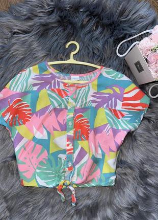 Яскоповая стильная летняя рубашка с принтом для девочки 8р next