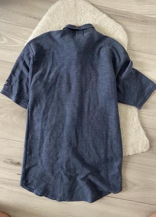Рубашка удлиненная мужская синяя рубашка6 фото