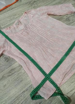 Nile рубашка с раме в виде льняного конопляна в принт цветочная розовая4 фото