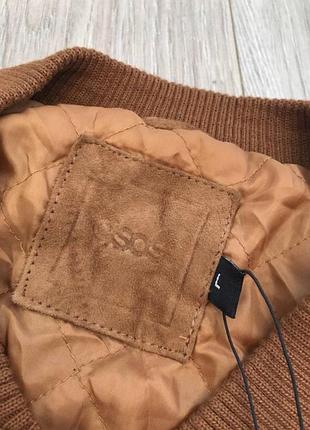 Кожаная куртка asos бомбер натуральная замша кожа коза байкерская