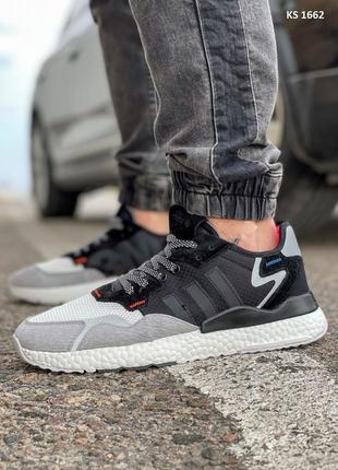 Мужские кроссовки adidas nite jogger boost 3m gray/black 1662