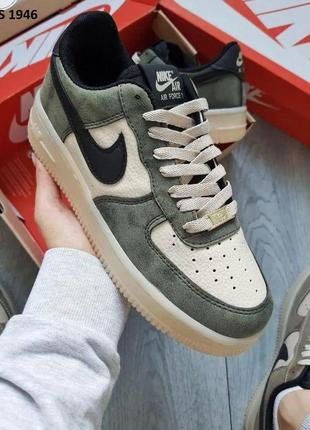 Мужские кроссовки nike air force low white/green 1946