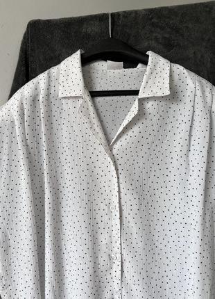 Женская белая рубашка в черный горох3 фото