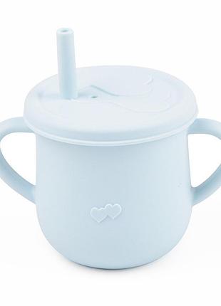 Поїльник-непроливайка силіконовий контейнер для снеків 2life y5 200 мл блакитний (vol-10059)