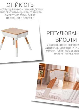 Детский многофункциональный столик и стульчик poppet мультивуд 3в1