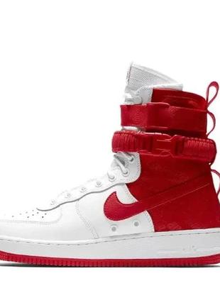 Мужские кроссовки nike air force sf 1 white/red 1212