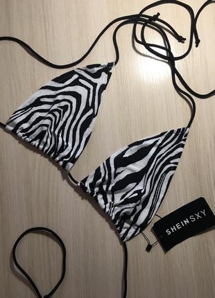 Новый топ shein sexy zebra striped tie backless crop halter top4 фото