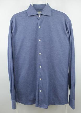 Итальянская люкс рубашка boggi easy formal tailored fit blue piqué cotton shirt