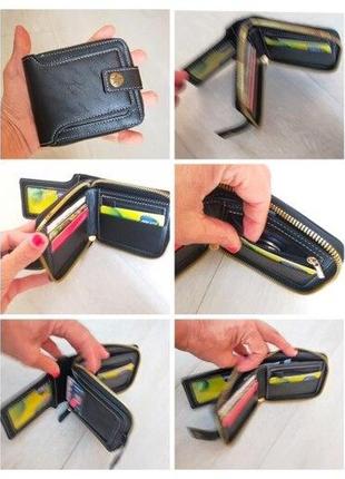 Вінтажний чоловічий  гаманець із шкіри pu, барсетка, портмане, кредитниця.4 фото