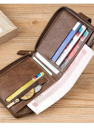 Вінтажний чоловічий  гаманець із шкіри pu, барсетка, портмане, кредитниця.2 фото