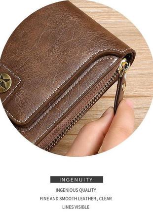 Вінтажний чоловічий  гаманець із шкіри pu, барсетка, портмане, кредитниця.9 фото