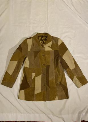 Куртка кожаная в стиле печворк ковбой ретро винтаж