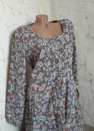 Платье миди хлопок серое в цветочный принт,46 р1 фото