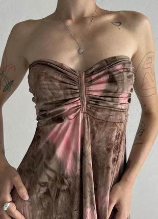 Роскошное пышное градиентное пастельно розовое платье бандо4 фото