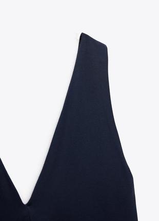 Платье средней длины в минималистическом стиле zara - s, темно-синее9 фото