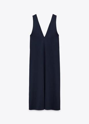 Платье средней длины в минималистическом стиле zara - s, темно-синее7 фото