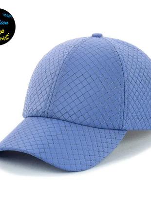 ● однотонная зимняя кепка бейсболка на флисе - голубой m/l ●