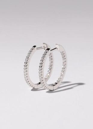 Серебряные s925 кольца серьги круглые с камушками фианитов