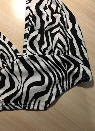 Топ на шию shein ezwear zebra striped backless crop halter top7 фото