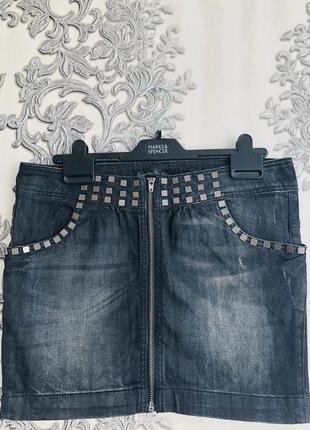 Юбка черный джинс  джинсовая  стильная на молнии  stradivarius модная стильная трендовая