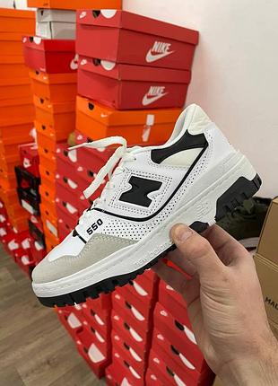 New balance 550 black трендові жіночі кросівки колір білий з чорним белые кроссовки баланс белые с черным