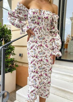 Жіноча сукня зі шнуровкою по спинці квітковий принт4 фото