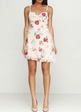 Трендова асиметрична сукня, легка шифонова сукня сарафан ,гарна спинка р 40/42 принт квіти