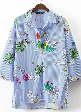 Шикарная блуза в цветочный принт с рукавом 3/4 р.м1 фото