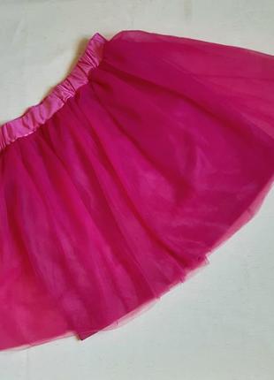 Малиновая юбка подъюбник на подкладке малиновая трикотаж и фатин на 11-12 лет1 фото